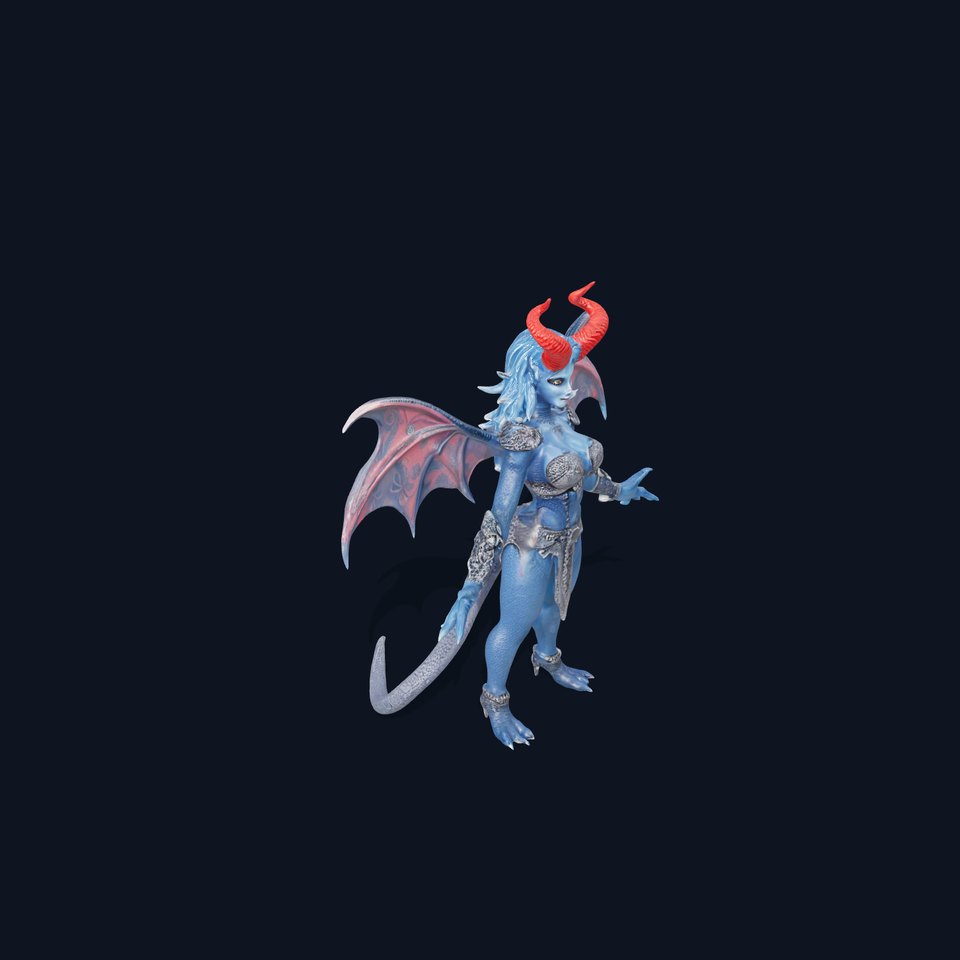 Demonic Sorceress with Wings  Rigged and Animated